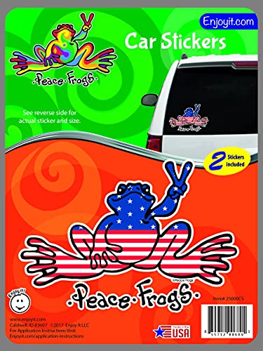 Enjoy It Peace Frogs U.S.A. Peace Frogs - Calcomanía de vinilo para exteriores, para ventanas, parachoques, portátiles o manualidades, 2 piezas