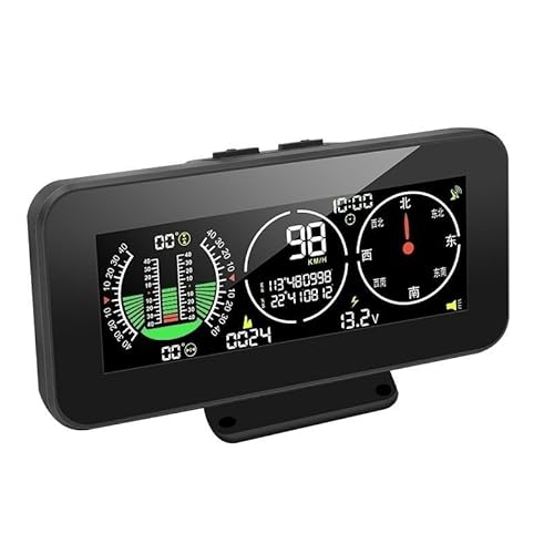 ユニバーサル インテリジェントカー 傾斜計 レベルチルトゲージ HUD デジタル角度計 スロープメーター 車載 勾配バランサー コンパス付 多機能 オフロード SUV トラック 4WD 自動車用 安全走行サポート
