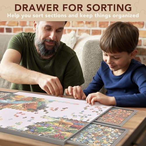 ropoda 1500 Pieces Portable 35\"x26\" Plastic Puzzle Board with Drawers and Cover, Lightweight Design Puzzle Board Jigsaw, Puzzle Table for Adults - Thumbnail 6