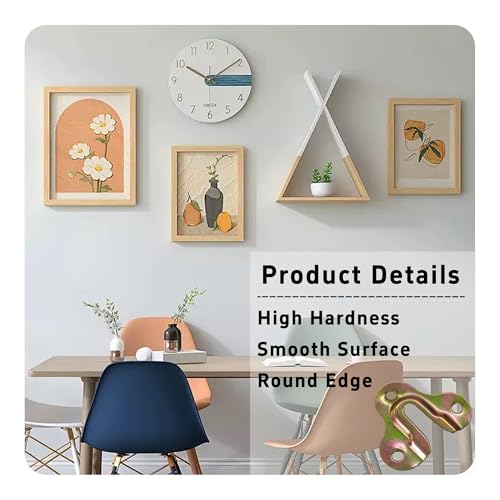 Image of 30Pcs Zinc Yellow Keyhole Hangers, Single Keyhole Wall Mount Hanging Plates for Mirrors, Picture Frames, Coat Racks, Wooden Boards
