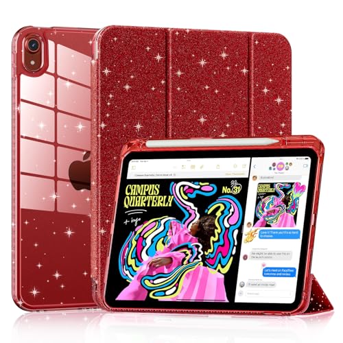 DJ&RPPQ Case for iPad (A16) 11th Generation 11 Inch 2025 / iPad 10th Generation 10.9 Inch 2022 Slim Smart Cover Auto Wake/Sleep Bling red