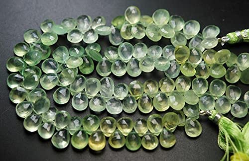 Prehnite briolette naturelle facettée 10-11mm pour remplacer vos perles ternes