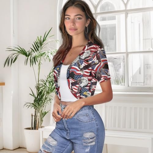 Image of Womens Short Sleeve Bolero Shrug Open Front Knit Cropped Cardigan Shoulder Cover for Dress Cute Casual Knit Cover Up