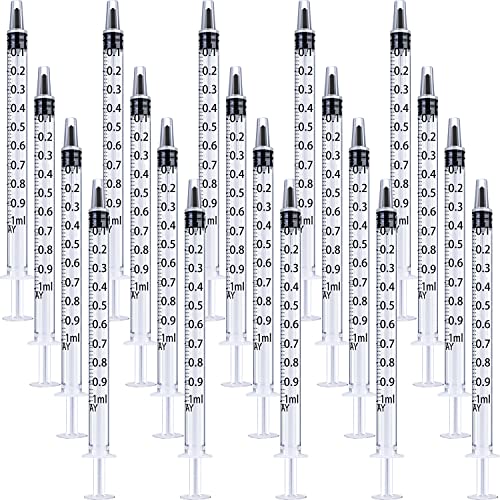 20 packs plastic syringe with measurement suitable for measuring watering refilling 1 ml