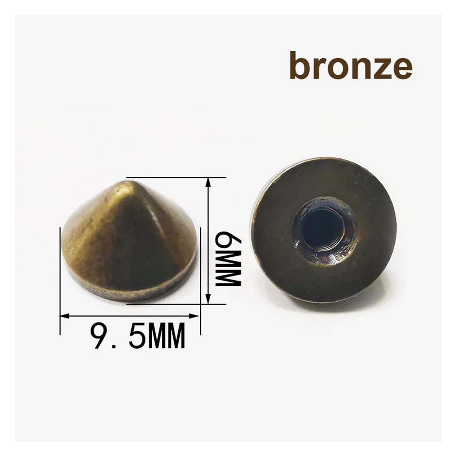 Lote de 10 tachuelas de metal con forma de bala, estilo punk, for bolsos, ropa, cuero, manualidades, teléfono, zapatos, fundas, accesorios de decoración DIY.(Brightyellow 9.5x6mm)