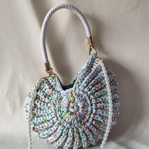 Clutch Purses For Women With Faux Pearls & Conch Shell Accents Candy Tone Polyester Shoulder Bag For Women2