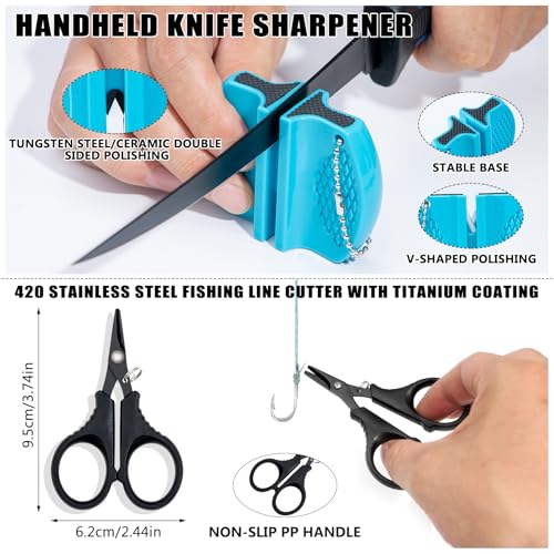 GPUSFAK Fishing Tool Kit, 50 Pieces Fishing Gear, Fishing Pliers with Lanyard, Fillet Knife, Fish Lip Gripper, Fly Ice Fishing Hook Extractor, Anti-Cutting Gloves, Fishing Lures Baits Accessories - image 5