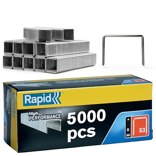 Rapid Tackerklammern Typ 53 8mm Klammern 5.000 Stk. Großpackung Feindrahtklammern für Holz und Stoffe