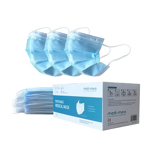 Miniatura 3 de Medi-More Mascarillas faciales azul claro para hombres y mujeres, 50 unidades