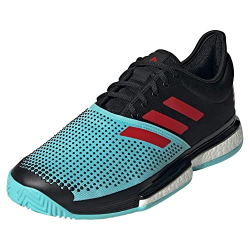 adidas Solecourt Tennis Black/Pulse Aqua/Solar Red 14 D (M)