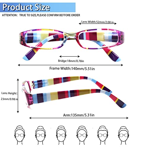 Kerecsen 4 Pack Reading Glasses For Women Colorful Readers Spring Hinge Fashion Ladies Eyeglasses (Colourful-2, 2.0, Multiplier_X) #TOP1