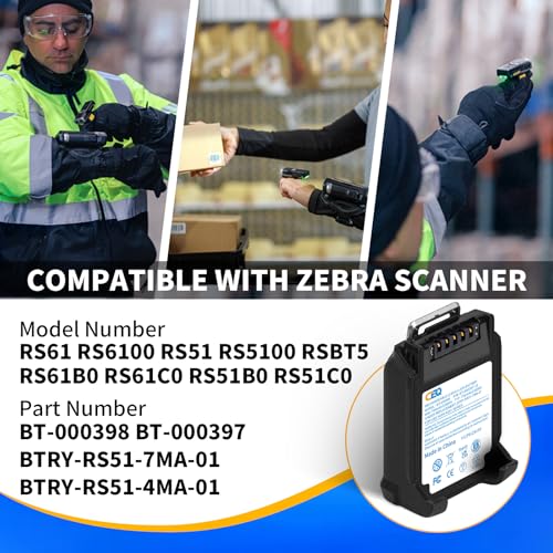 Image of CBQ 735mAh 20-Pack RS5100 Battery for Zebra RS51 RS61 RS6100 Ring Scanner