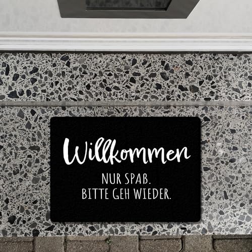 speecheese Hau ab Fußmatte in 35x50 cm ohne Rand Willkommen Nur Spaß. Bitte GEH Wieder. Sarkastisch Humorvoll - Christkind Weihnachtsbaum Spaßgarant
