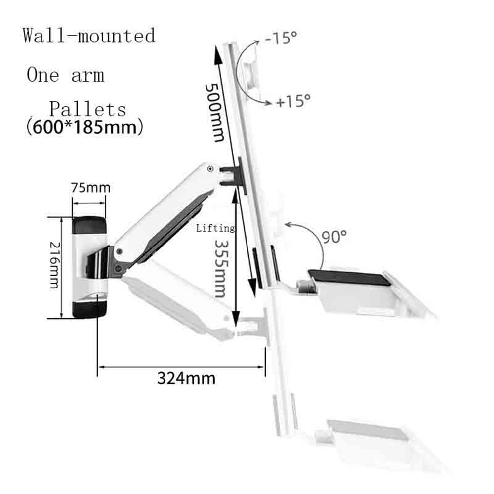 Supporto da Parete per Monitor da Ufficio, Braccio Singolo con Vassoio, per Schermi da 15 A 27 Pollici, Accessori da Scrivania.