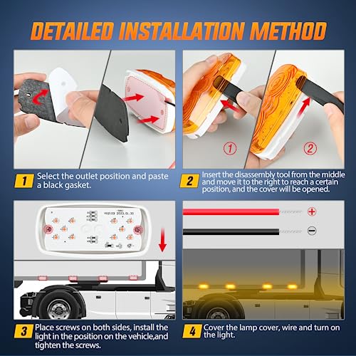 Image of Nilight Double Bullseye Marker Light 5PCS Amber 10LED Rectangular | Clearance Front Side Rear Indicator Lights Surface Mounted For 12V Truck Camper RV Boat Lorry Accessories