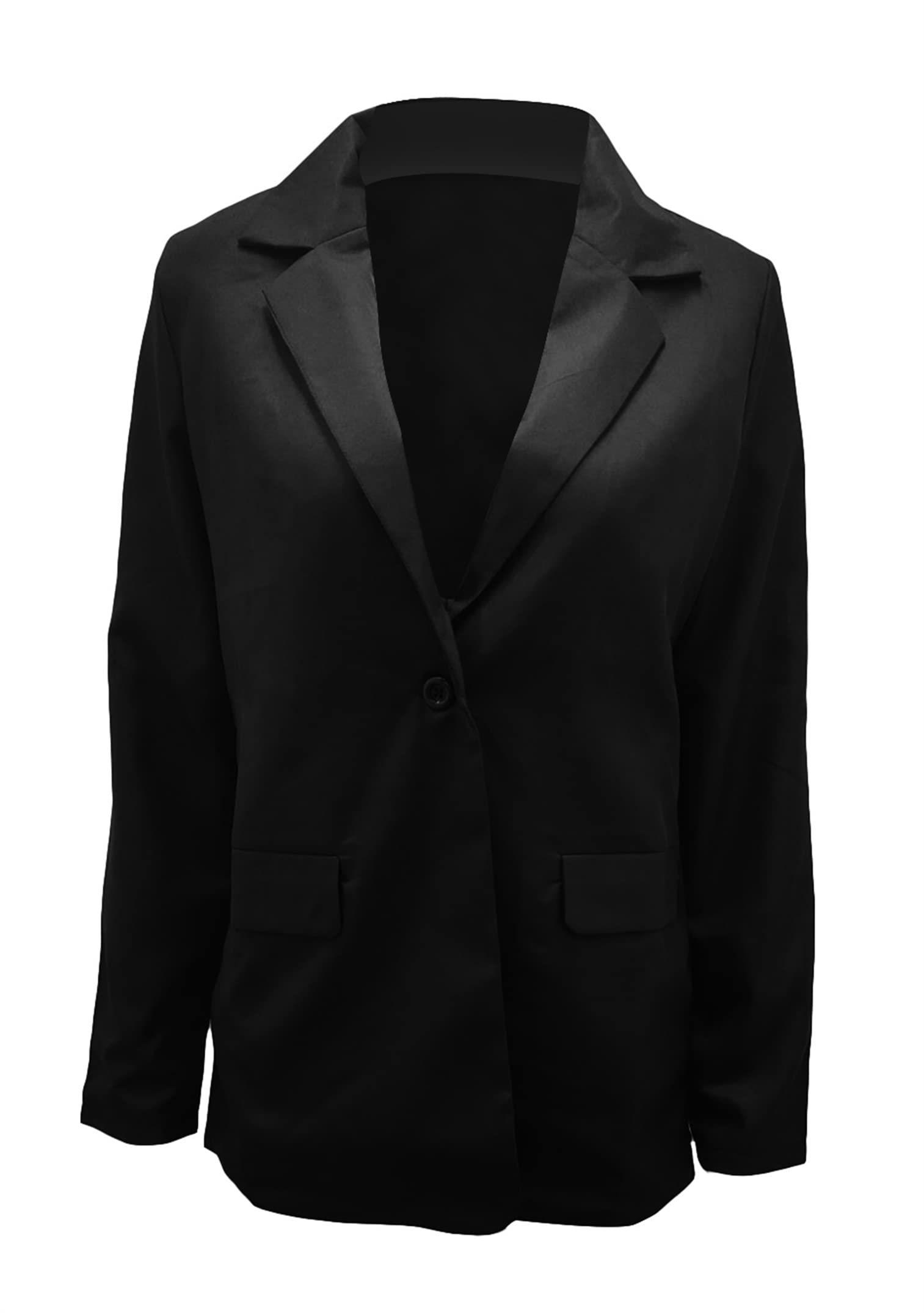 Women Single Breasted Suit One Button Formal Suit Jacket Summer Thin Coat Solid Color Suit Collar Schwarz 3XL