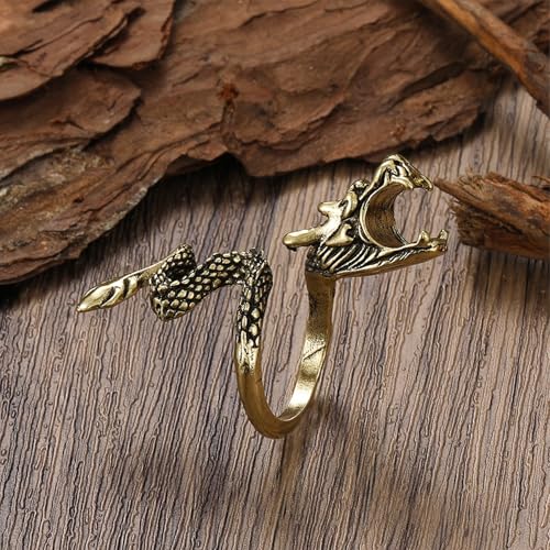 HETICA Vintage Gothic Dragon Ring Adjustable Dragon Rings Finger Stand Wrap Ring Jewelry Gifts for Men Women2