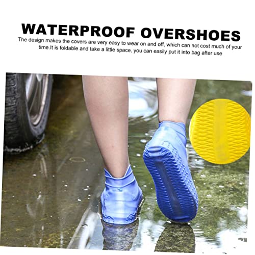 Cubrecalzados reutilizables de silicona Happyyami para lluvia, 3 pares, impermeables y antideslizantes, para ciclismo y uso al aire libre miniatura 3