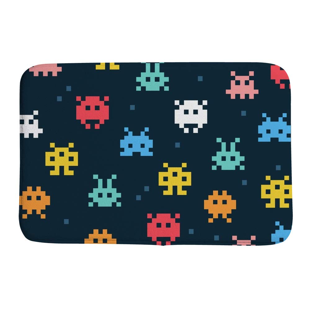 Tapis de bain antidérapant Pixel drôle en velours corail pour douche 60x40cm