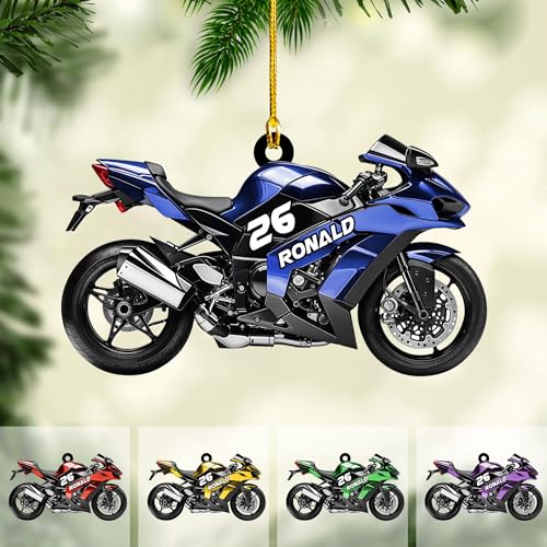 Artparel Custom Motorcycle Ornaments for Christmas Tree - Personalized Dirt Bike Motocross Christmas Biker Motorcycle Gift for Xmas for Dad (MC17)