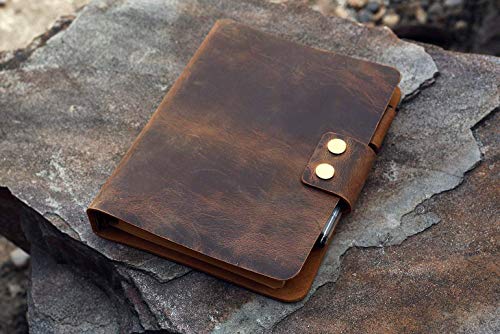Vintage retro A5 leather ring binder notebook cover/personalized leather refillable refill diary journal sketchbook - NA505WS4