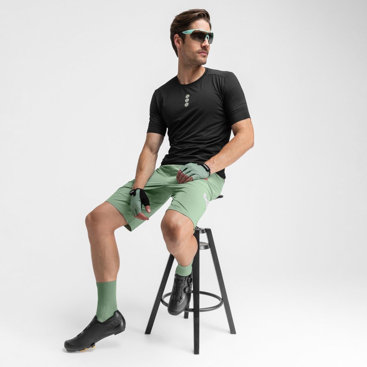 SIROKO Pantalón Corto Gravel Ciclismo Thyme Verde