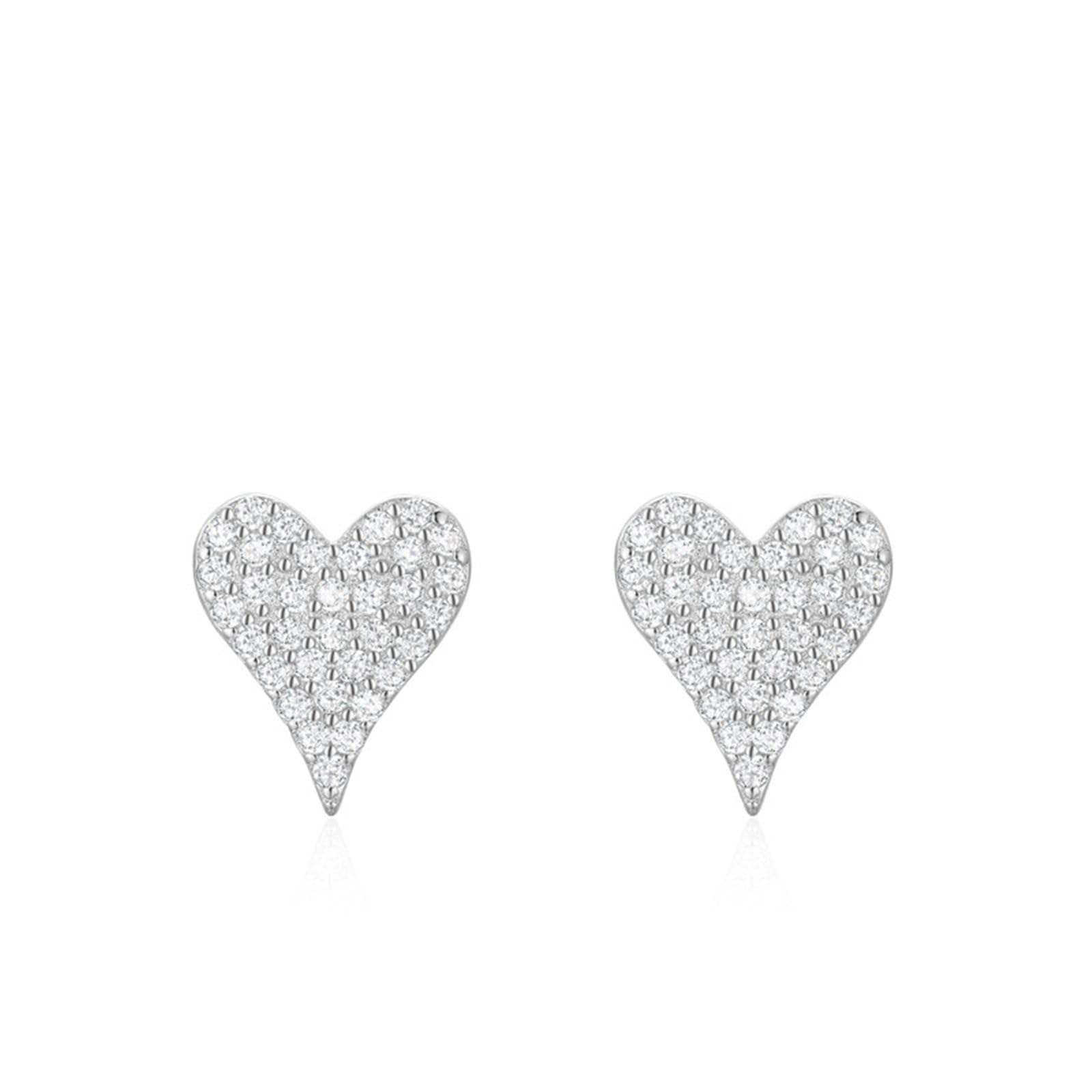 Orecchini da donna in vero oro 9/14/18 K, con pavé di moissanite a forma di cuore