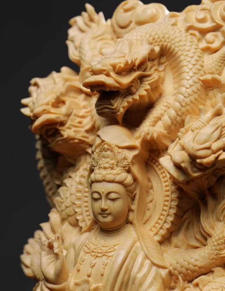 Amazon｜仏像 龍乗観音 観音像 立像 九龍観音 騎龍観音 龍上観音 仏壇