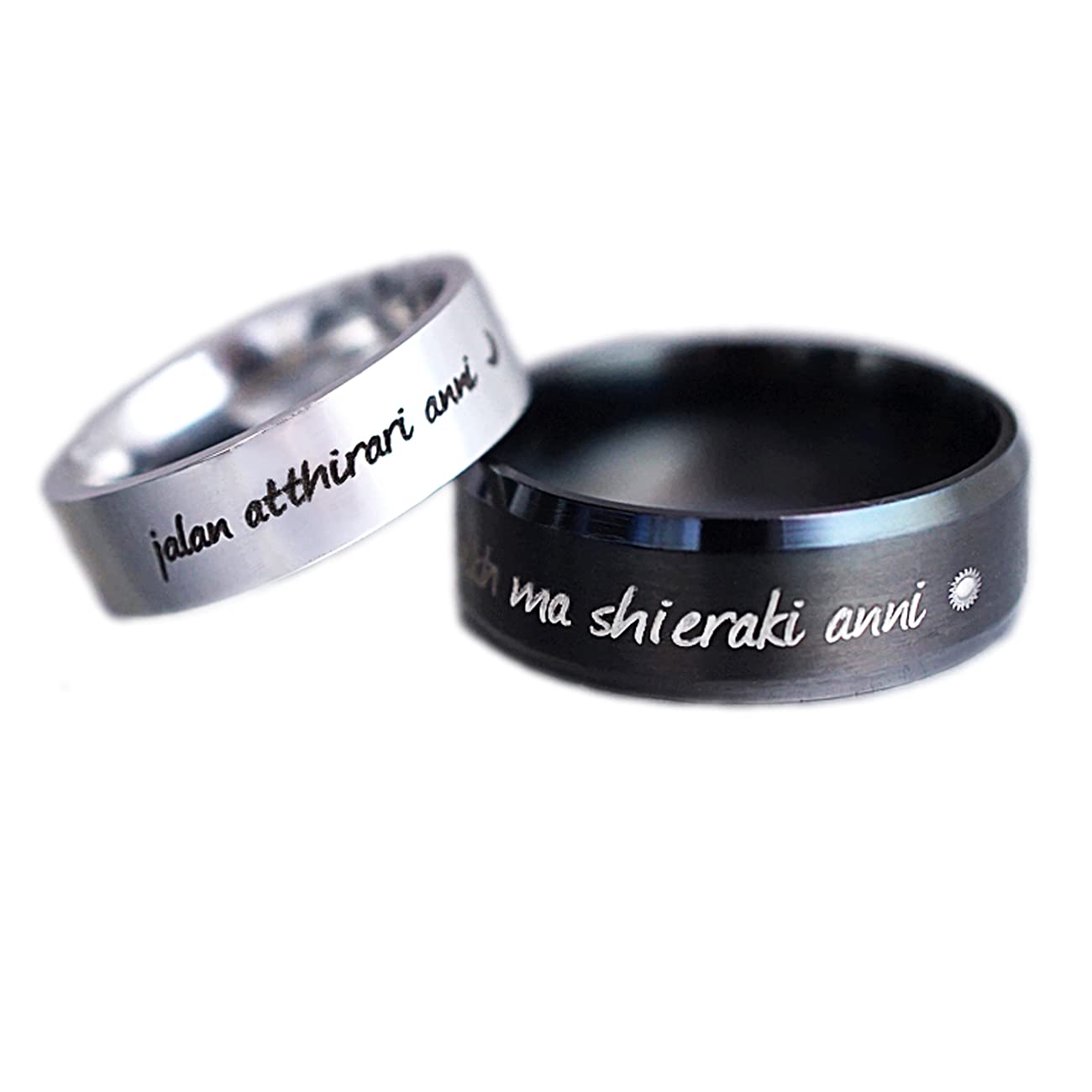 Buy Game of Thrones Couple rings for Him and Her, Moon of my Life-My Sun  and Stars in Dothraki, Silver Black Matching Bands Stainless Steel Online  at desertcartAruba