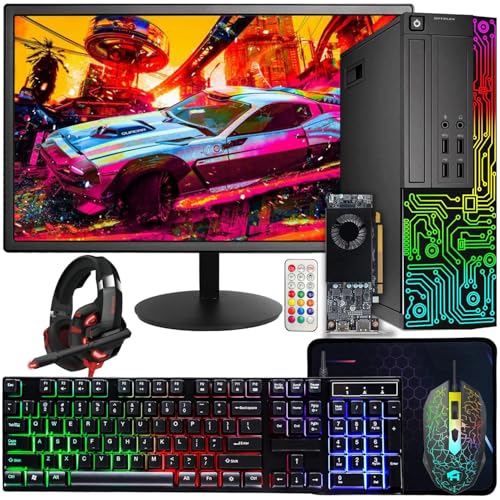 Image of Dell OptiPlex PC,Core I7,24'' Monitor,RX 550 4G,16G RAM,512G SSD(Renewed) | Gaming Computer PC, i7 up to 3.9G, 24 inch FHD,WiFi, ARGB Headset,4K Support,DP, HDMI,DVI,Windows 11 Pro,Home or Office PC