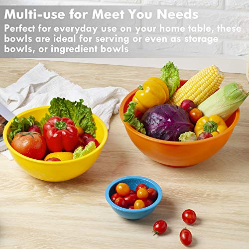 YIHONG 6 Piece Plastic Mixing Bowls Set, Colorful Serving Bowl for Kitchen, Ideal for Baking, Prepping and Cooking,Nesting Design for Space Saving Storage, Rainbow - Thumbnail 4