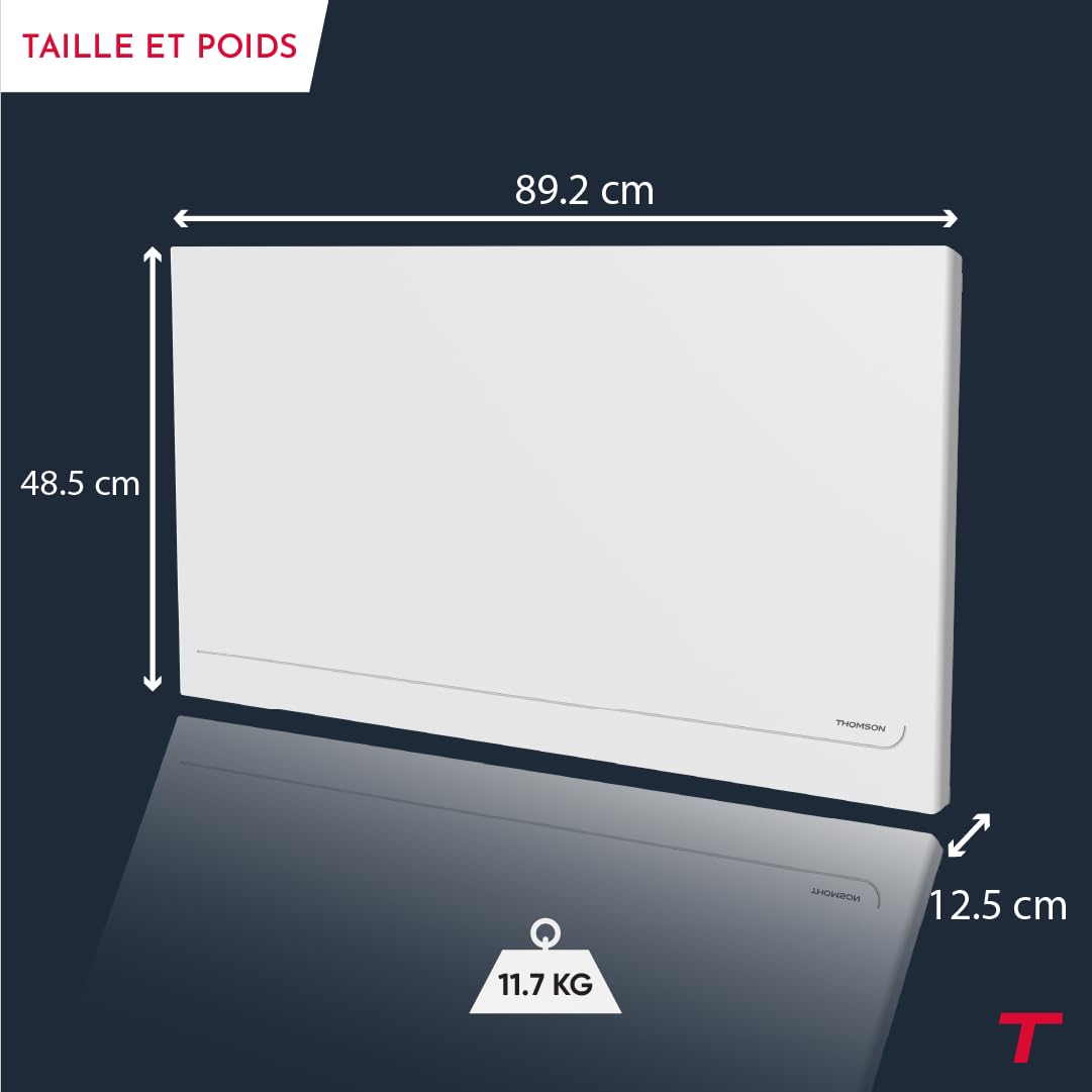 THOMSON - Radiateur électrique fixe connecté WiFi à inertie sèche céramique avec thermostat interchangeable 1500W MILLA horizontal blanc