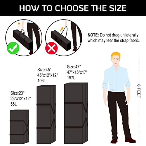 Infanzia 45 Inch Zipper Duffel Travel Sports Equipment Bag, Water Resistant Oversize, Black #TOP3