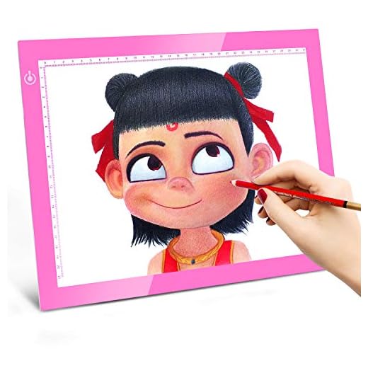 LITENERGY Portable A4 Tracing LED Copy Board Light Box, Pink Ultra-Thin Adjustable USB Power Artcraft LED Trace Light Pad for Tattoo Drawing, Streaming, Sketching, Animation, Stenciling