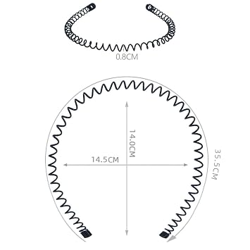18 Pcs Metal Hair Band, Black Wave Headband, Spring Shaped Sport Hair Bands for Women's Yoga, Hair Accessories for Men and Women