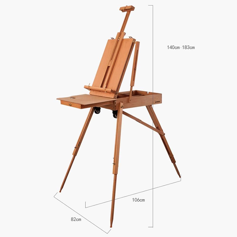 Wooden Box Travel Pull Rod with Wheel 140-183cm, Drawer and Pallete, for Field Studio Painting Sketching Display Exhibition and Art