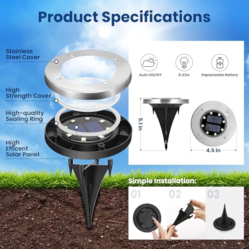 image for GIGALUMI Solar In-Ground Fence Lights - No-Drill Fence Lighting Soluti