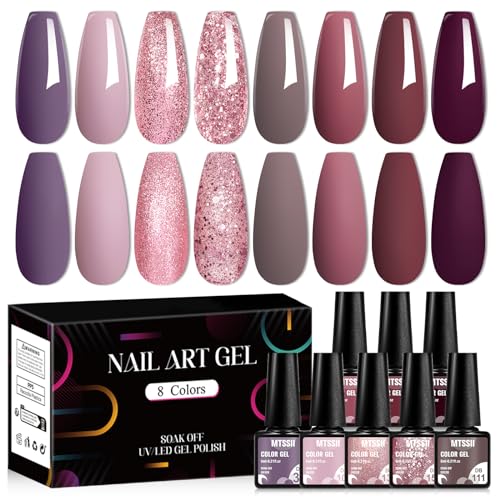 Set de 8 esmaltes en gel colores otoñales
