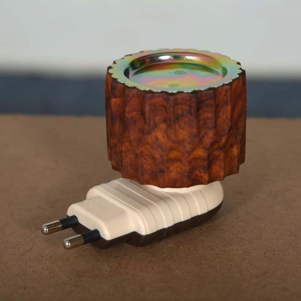 DRAMIQ® Vedic Multi-Color Wood Kapoor Dani/Aroma Diffuser Essential Oil Diffuser Made in India Electrical Camphor Diffuser Auto-Heating (Wood)