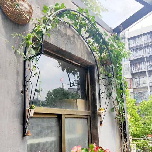 Wall-Mounted Garden Arch for Climbing Plants Half Round Rose Arches Wrought Iron Decorative Arches Arbour Archway Garden Arch Trellis for Patios Windows Gardens Porches