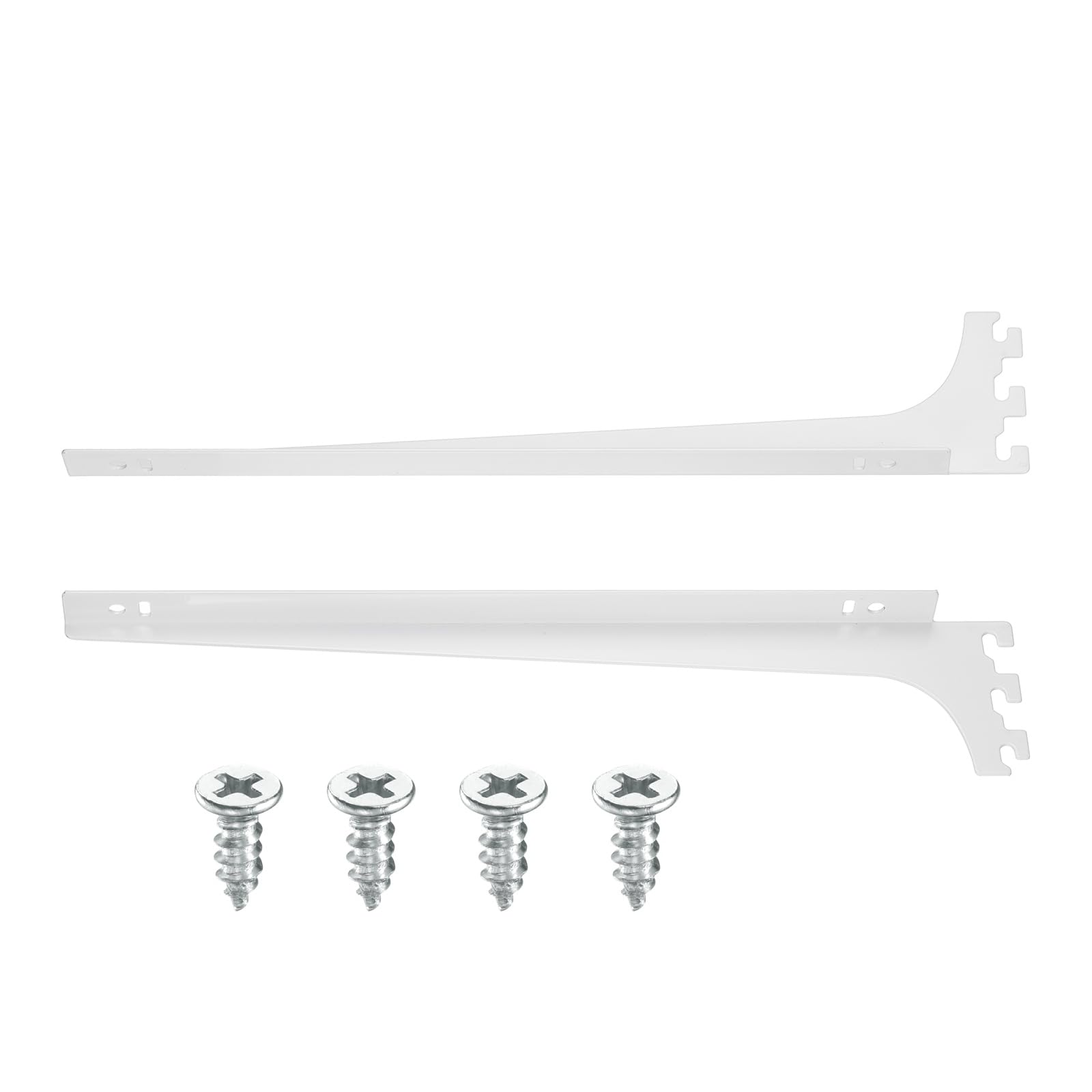 sourcing map 2Pcs Adjustable Shelf Bracket, 345mm Upright Bracket Shelf Bracket, Glass Shelf Support with Screws for Bookshelf Wall Storage Wardrobe Kitchen Closet (1.5mm Thick, White)