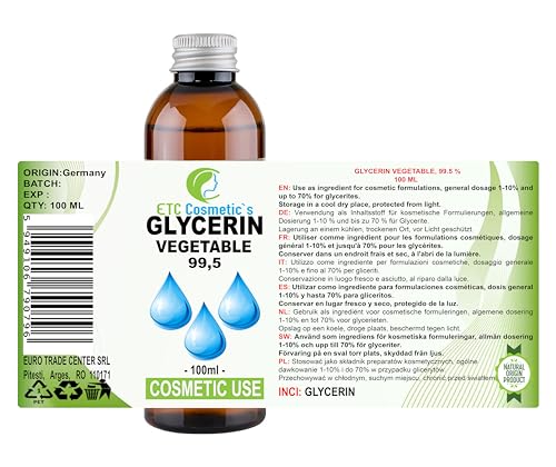 VEGETABLE GLYCERINE (GLYCEROL) LIQUID 99,5% - 100 ml - Pure & Natural, No GMO, Natural Humectant, Fragrance Free, For Cosmetic use - Image 3