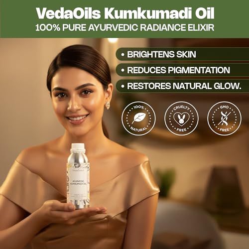 Image of VedaOils Kumkumadi Tailam Face Oil 100ml | Ayurvedic Kumkumadi Oil for Face | Glowing Skin, Dark Spot Corrector Face Serum
