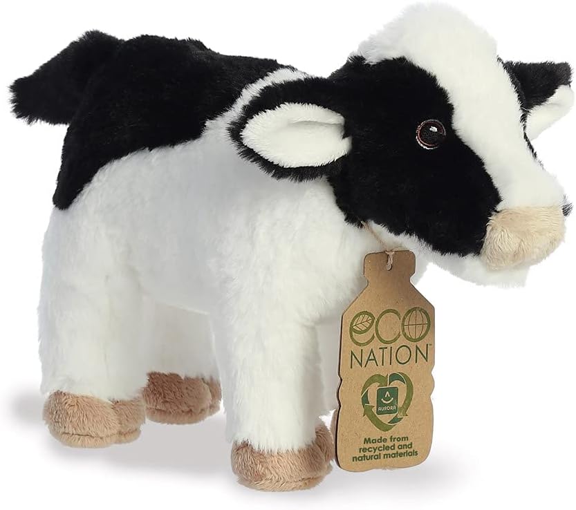 Aurora, 35026, Eco Nation Cow 10In, Soft Toy, White & Black