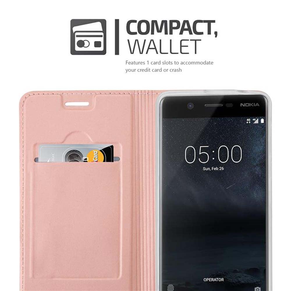 Cadorabo Custodia Libro Con Portafoglio Per Nokia 5 (2017) | Oro Rosa, Chiusura Magnetica, 1 Scomparto Carte, Funzione Stand