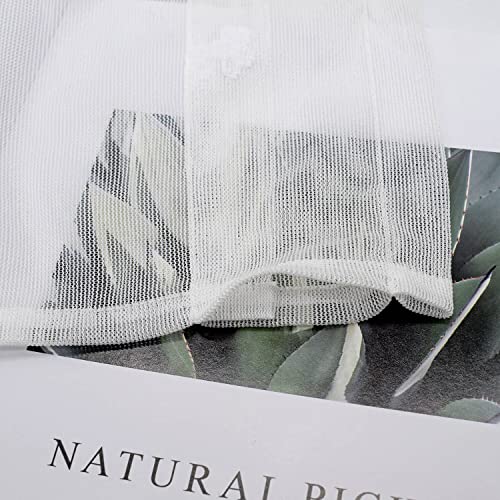 Wubodti White Lace Valances Curtains For Bathroom Bedroom Windows 24 Inch Length, Vintage Sheer Cafe Curtains Short Floral Embroidered Kitchen Window Valance For Living Room Dining Room Closet #TOP4