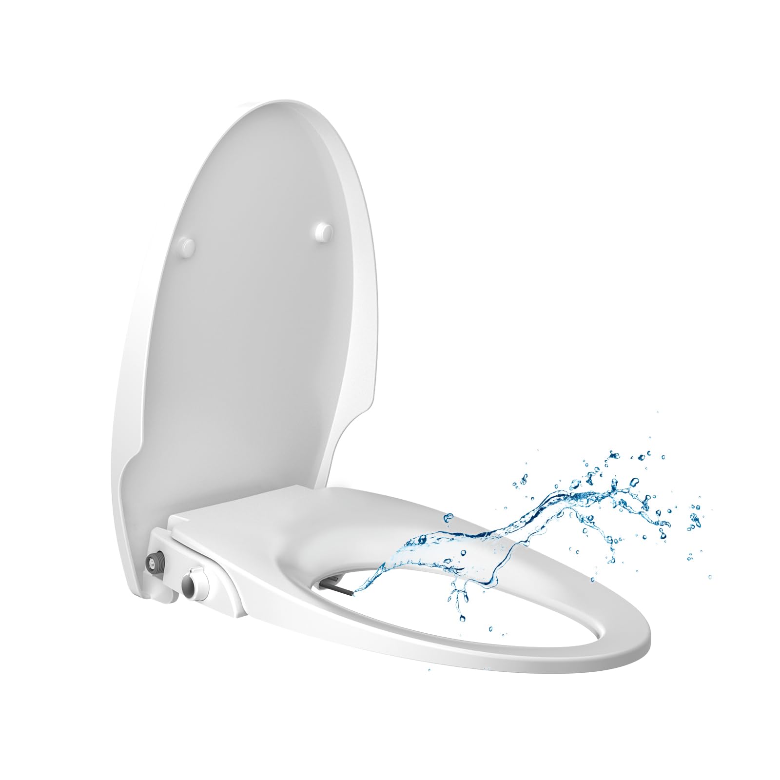Non-electric Bidet Toilet Seat, Personal Hygiene Adjustable Spray Volume Bidet Seat for Elongated Toilets, Dual Nozzle Cold Water Toilet Seat Attachment