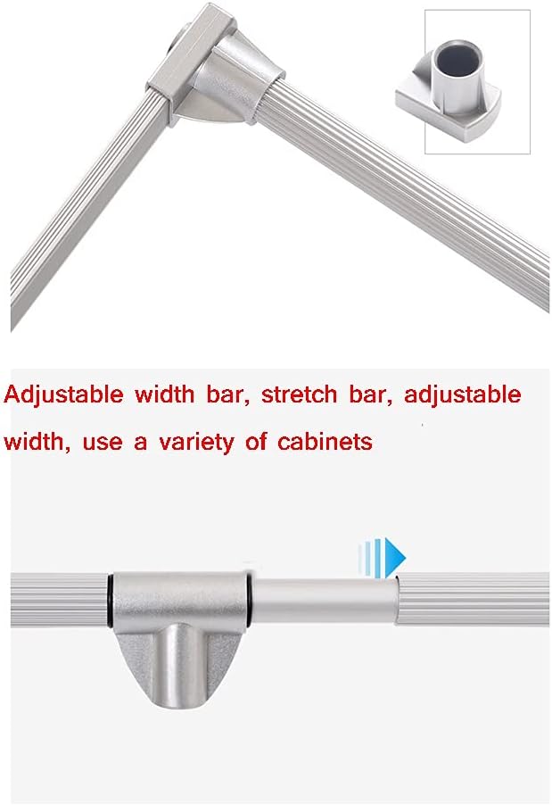 Silver Wall-Mounted Pull-Down Wardrobe Rails, Adjustable Width Hangers, Space-Saving Soft Reset Design, Load-Bearing 30KG, Ideal for Closets 560-660mm