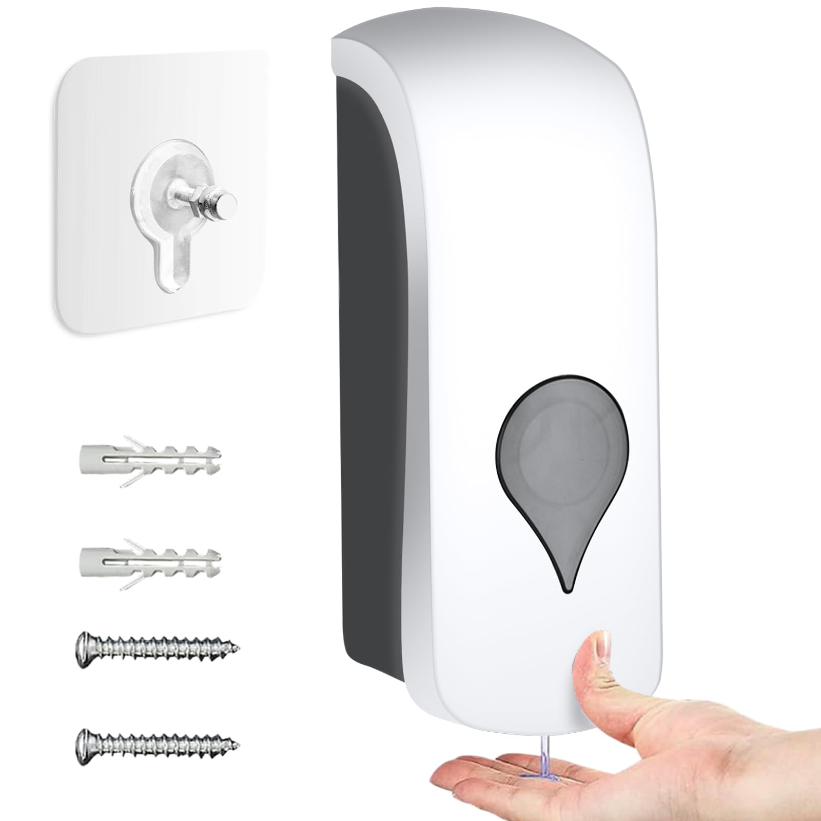 Xerteam 300ML Wall Mounted Soap Dispenser Bathroom, Hand Wash Liquid Soap Dispenser, Hand Shampoo & Shower Gel Dispenser, Detergent Container for Bathroom Kitchen Hotel School Office (White)