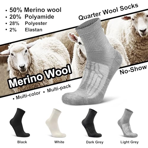Image of Busy Socks 3 Pack Quarter Thin Merino Wool Blend Running Socks Men's Women's lightweight Low Cut Ankle Walking Wool Sock